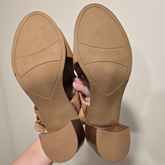 FRANCO SARTO BROWN LEATHER COMFORT SANDALS SIZE 8.5 M Womens Block Heel Boho - Picture 8 of 13